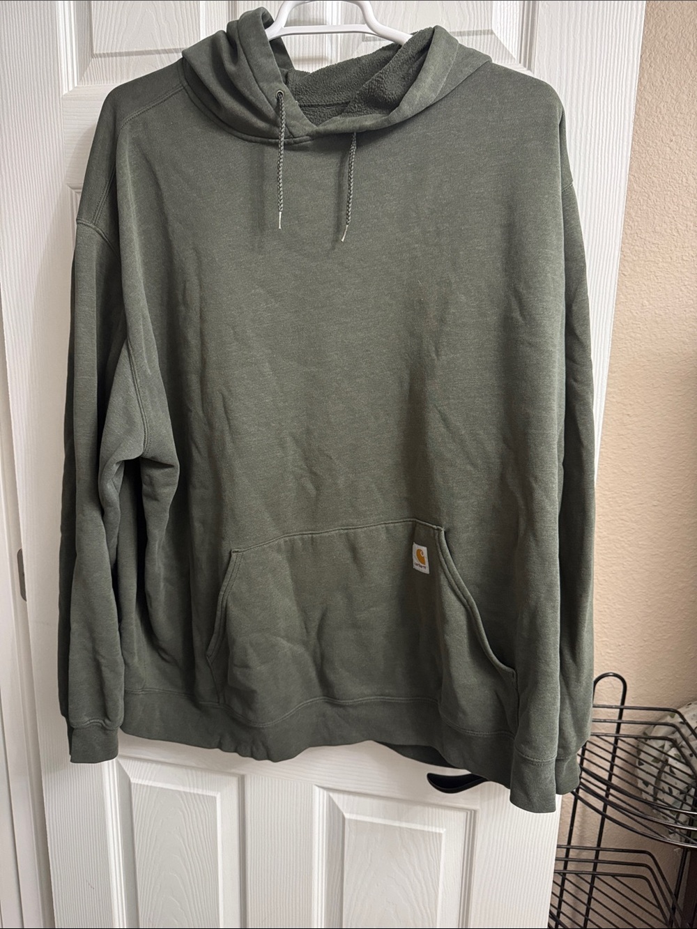 Carhartt Olive Pullover Hoodie with Kangaroo Pocket